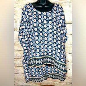 Nwt Justify hi low floral geometric design tunic top size 3x